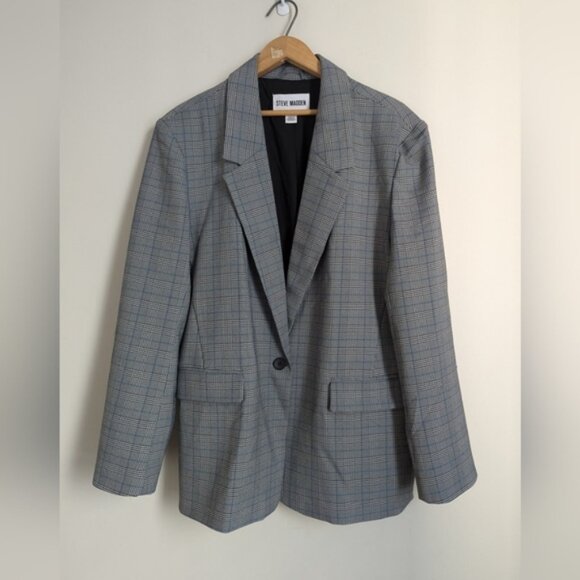 Steve Madden oversized Plaid Blazer Large - Picture 1 of 8